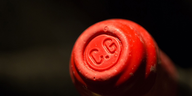 Burgundy wine bottle, sealed with wax