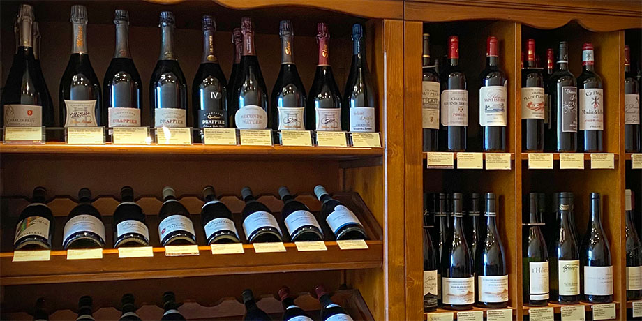 wine and Champagne selection at the wine store